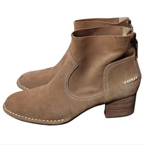 Ugg Bandara Suede Block-Heel Tan Zip Western Ankle Boot Size 10